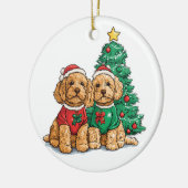 Weihnachten Goldendoodle Hunde Keramik Ornament (Links)