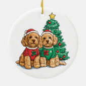 Weihnachten Goldendoodle Hunde Keramik Ornament (Hinten)