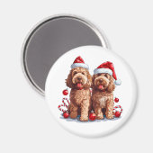 Weihnachten Goldendoodle Hunde Magnet (Vorderseite/Rückseite)