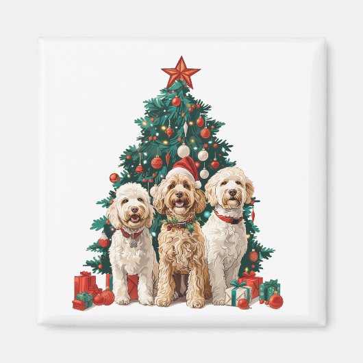 Weihnachten Goldendoodle Hunde Magnet (Vorne)