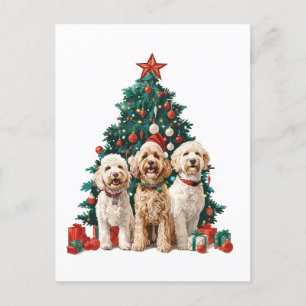 Weihnachten Goldendoodle Hunde Postkarte