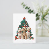 Weihnachten Goldendoodle Hunde Postkarte (Stehend Vorderseite)