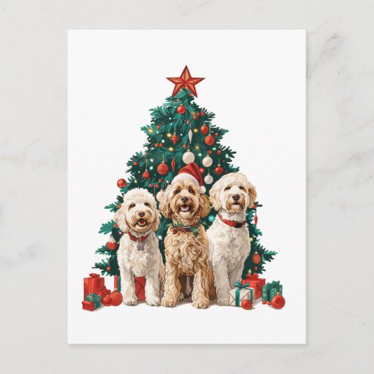 Weihnachten Goldendoodle Hunde Postkarte (Vorderseite)