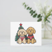 Weihnachten Goldendoodle Hunde Postkarte (Stehend Vorderseite)