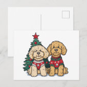 Weihnachten Goldendoodle Hunde Postkarte (Vorne/Hinten)