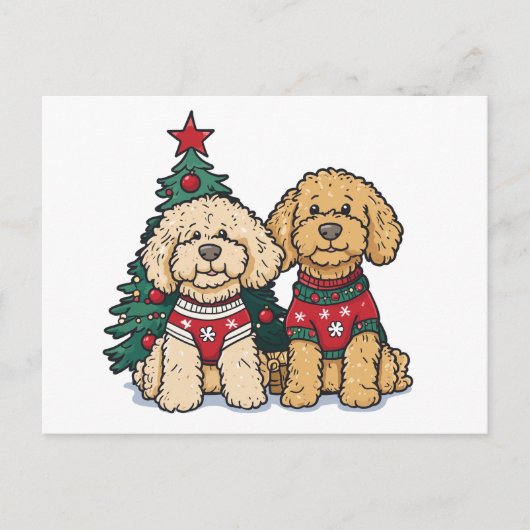 Weihnachten Goldendoodle Hunde Postkarte (Vorderseite)
