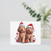 Weihnachten Goldendoodle Hunde Postkarte (Stehend Vorderseite)