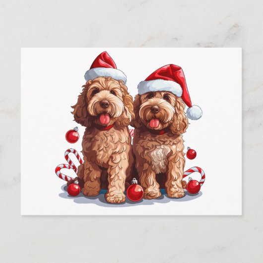 Weihnachten Goldendoodle Hunde Postkarte (Vorderseite)