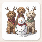 Weihnachten Goldendoodle Hunde Rechteckiger Pappuntersetzer (Vorderseite)