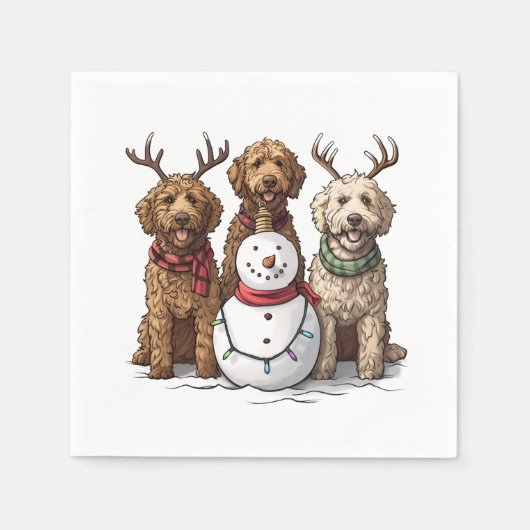 Weihnachten Goldendoodle Hunde Serviette (Vorderseite)