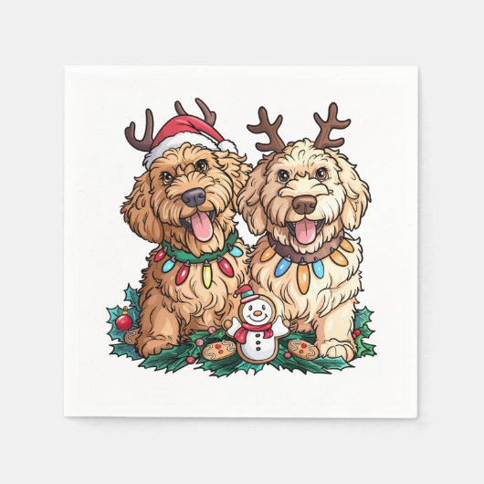Weihnachten Goldendoodle Hunde Serviette (Vorderseite)