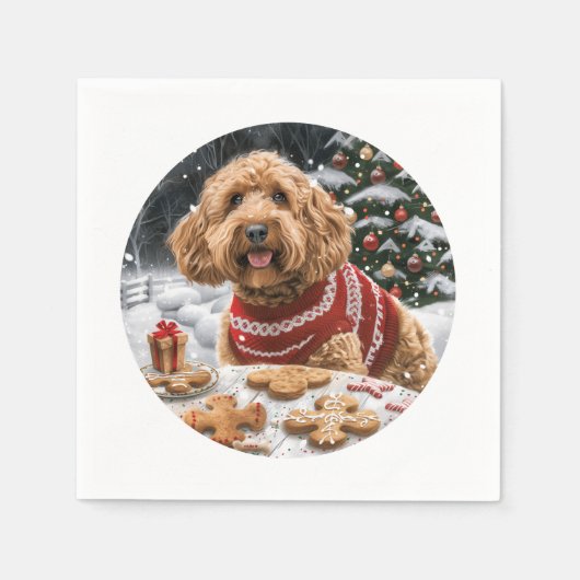 Weihnachten Goldendoodle Hunde Serviette (Vorderseite)
