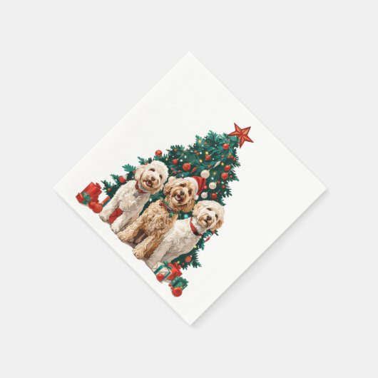 Weihnachten Goldendoodle Hunde Serviette (Ecke)