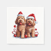 Weihnachten Goldendoodle Hunde Serviette (Vorderseite)