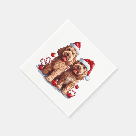 Weihnachten Goldendoodle Hunde Serviette (Ecke)