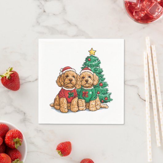 Weihnachten Goldendoodle Hunde Serviette (Beispiel)