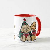 Weihnachten Goldendoodle Hunde Tasse (VorderseiteRechts)
