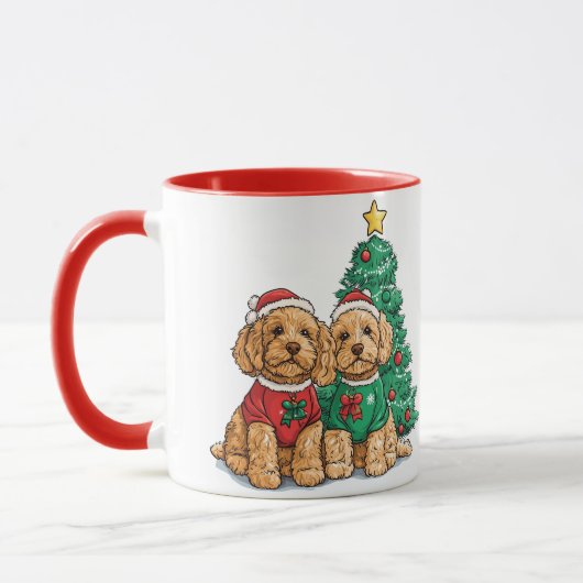 Weihnachten Goldendoodle Hunde Tasse (Links)