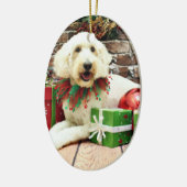 Weihnachten - GoldenDoodle - Keks Keramik Ornament (Links)