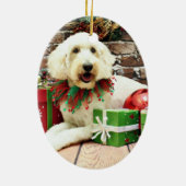 Weihnachten - GoldenDoodle - Keks Keramik Ornament (Hinten)