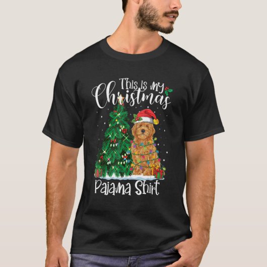Weihnachten Goldendoodle Rentier Pajama Dog Xmas T-Shirt (Vorderseite)