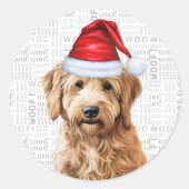 Weihnachten Goldendoodle Santa und Woof Dog Lover Runder Aufkleber (Vorderseite)
