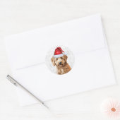 Weihnachten Goldendoodle Santa und Woof Dog Lover Runder Aufkleber (Umschlag)