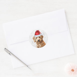 Weihnachten Goldendoodle Santa und Woof Dog Lover Runder Aufkleber