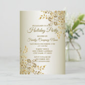 Weihnachten Goldene Blume Party Einladung (Stehend Vorderseite)