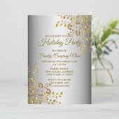 Weihnachten Goldene Blume Party Einladung (Stehend Vorderseite)