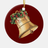 Weihnachten Goldene Glocken, Weihnachtsgrüße Keramikornament (Vorne)