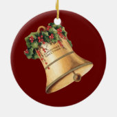 Weihnachten Goldene Glocken, Weihnachtsgrüße Keramikornament (Hinten)