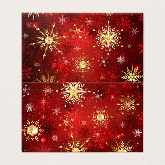 Weihnachten Goldene Schneeflocken im roten Hinterg (Außenseite Aufgefaltet)