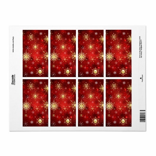 Weihnachten Goldene Schneeflocken im roten Hinterg (Vorne)