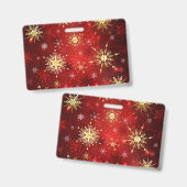 Weihnachten Goldene Schneeflocken im roten Hinterg Ausweis (Vorder- & Rückseite)