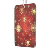 Weihnachten Goldene Schneeflocken im roten Hinterg Autolufterfrischer (Links)