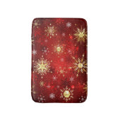 Weihnachten Goldene Schneeflocken im roten Hinterg Badematte (Vorderseite Vertikal)