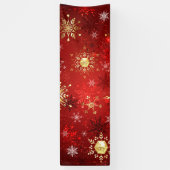 Weihnachten Goldene Schneeflocken im roten Hinterg Banner (Vertikal)