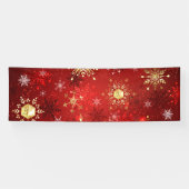 Weihnachten Goldene Schneeflocken im roten Hinterg Banner (Horizontal)