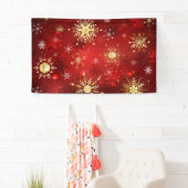 Weihnachten Goldene Schneeflocken im roten Hinterg Banner (Insitu)