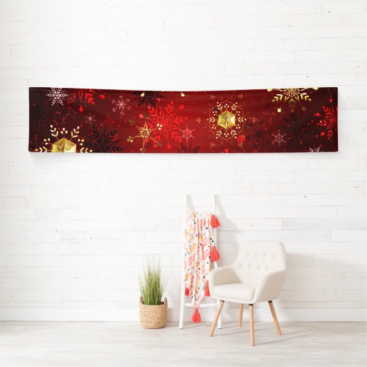 Weihnachten Goldene Schneeflocken im roten Hinterg Banner (Insitu)