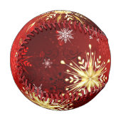Weihnachten Goldene Schneeflocken im roten Hinterg Baseball (Vorderseite Links)