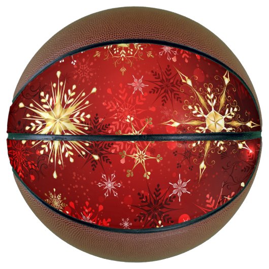Weihnachten Goldene Schneeflocken im roten Hinterg Basketball (Vorderseite)