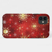 Weihnachten Goldene Schneeflocken im roten Hinterg Case-Mate iPhone Hülle (Rückseite (Horizontal))