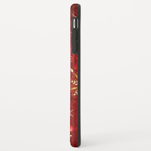 Weihnachten Goldene Schneeflocken im roten Hinterg Case-Mate iPhone Hülle (Hinten/Links)