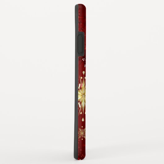 Weihnachten Goldene Schneeflocken im roten Hinterg Case-Mate iPhone Hülle (Hinten/Rechts)