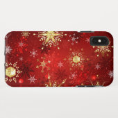 Weihnachten Goldene Schneeflocken im roten Hinterg Case-Mate iPhone Hülle (Rückseite (Horizontal))