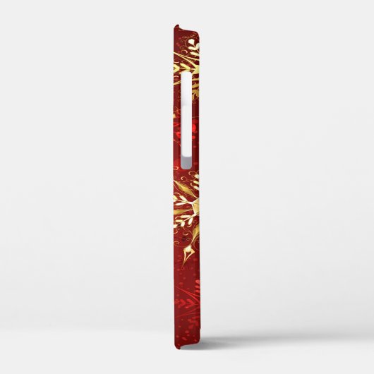 Weihnachten Goldene Schneeflocken im roten Hinterg Case-Mate iPhone Hülle (Rückseite / Links)