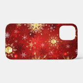 Weihnachten Goldene Schneeflocken im roten Hinterg Case-Mate iPhone Hülle (Rückseite (Horizontal))