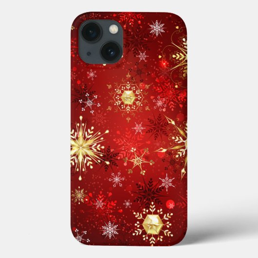 Weihnachten Goldene Schneeflocken im roten Hinterg Case-Mate iPhone Hülle (Rückseite)